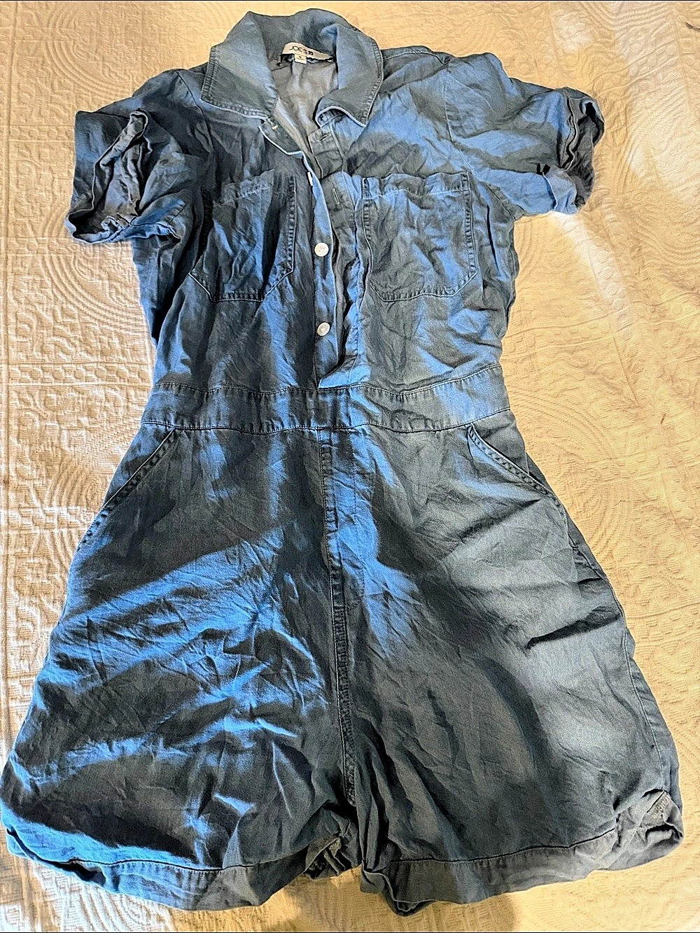 Joe's Jeans Short Sleeve Utility Romper in Blue Size Medium